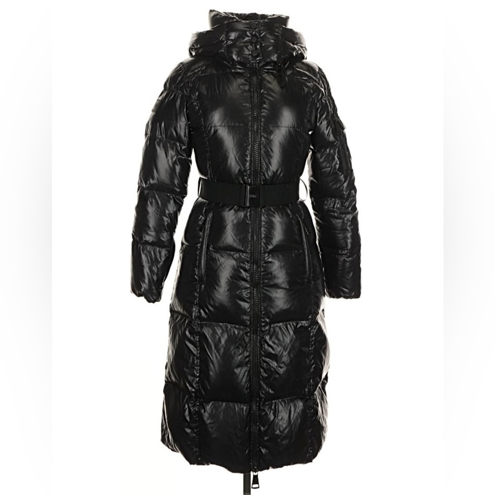 SAM. “Jet” Black Long Noho Hooded Puffer Coat Size Small - Picture 3 of 8